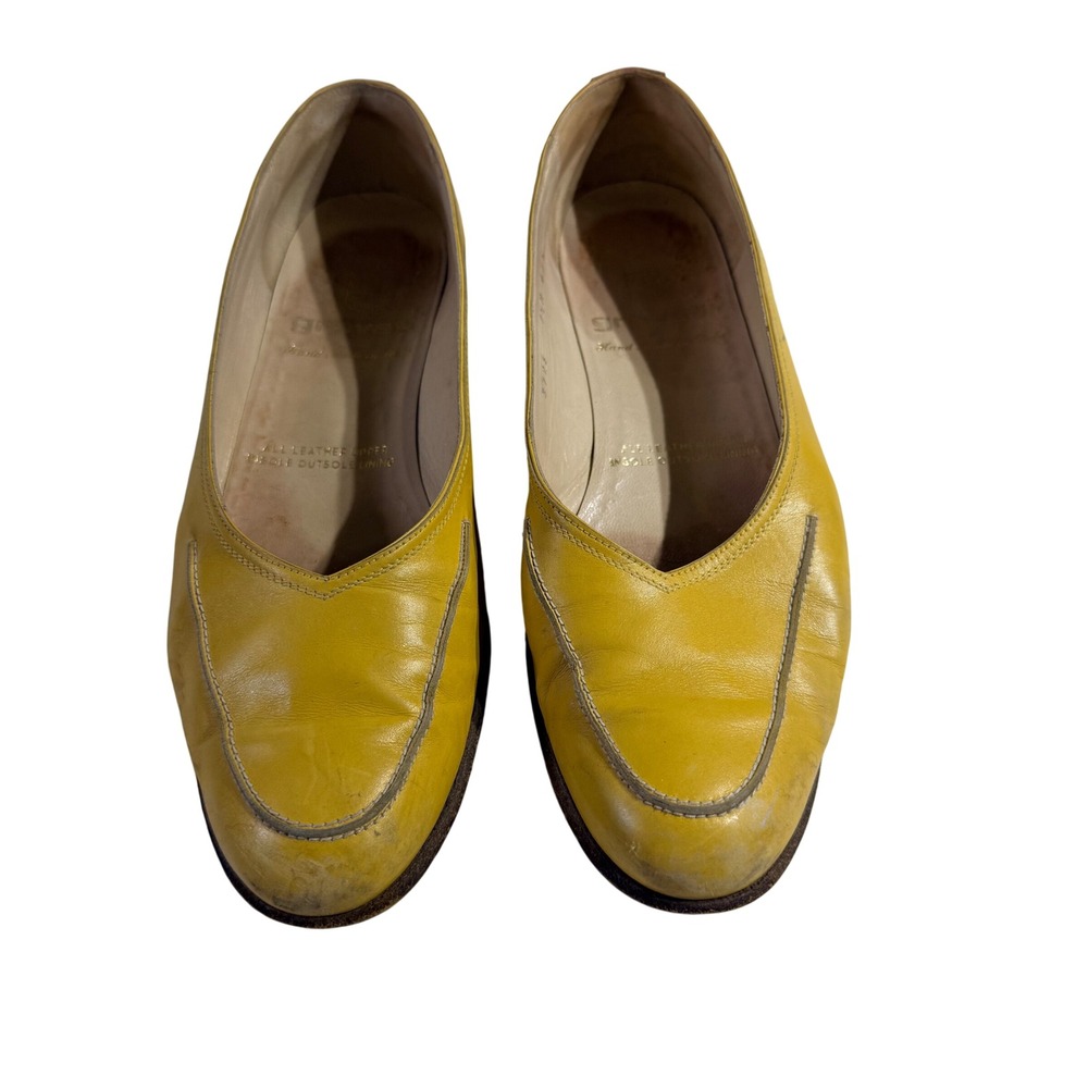 Vintage Gravati Leather Loafers 7.5M Yellow Moc Toe Handmade Italy